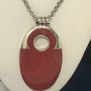 Sterling Silver Chain w/ Coral SS Pendant